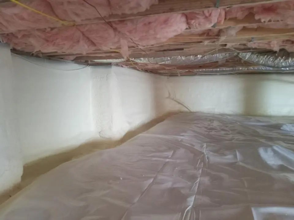 Crawl space encapsulation with closed-cell spray foam for Commercial Roof Restoration in Alpine